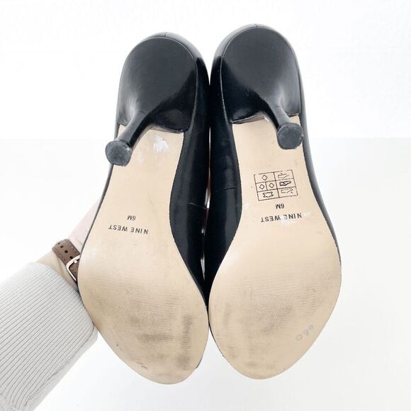 Nine West Womens Leather Peep Toe Stiletto Heel Slip-on Pumps Black Size 6M - Picture 6 of 9